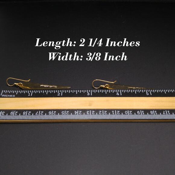 Laurel Burch Long Blue Enamel Earrings Gold Plated Cloisonné Dangle 1980s - Picture 9 of 10